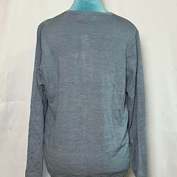 Vintage Victoria Holley Silk Blend Cardigan Sweater Slate Blue size large preppy - Picture 3 of 6